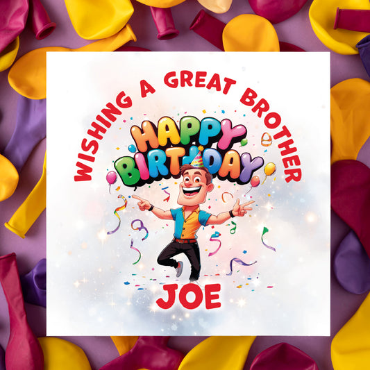 Birthday card for a great brother with colorful balloons around